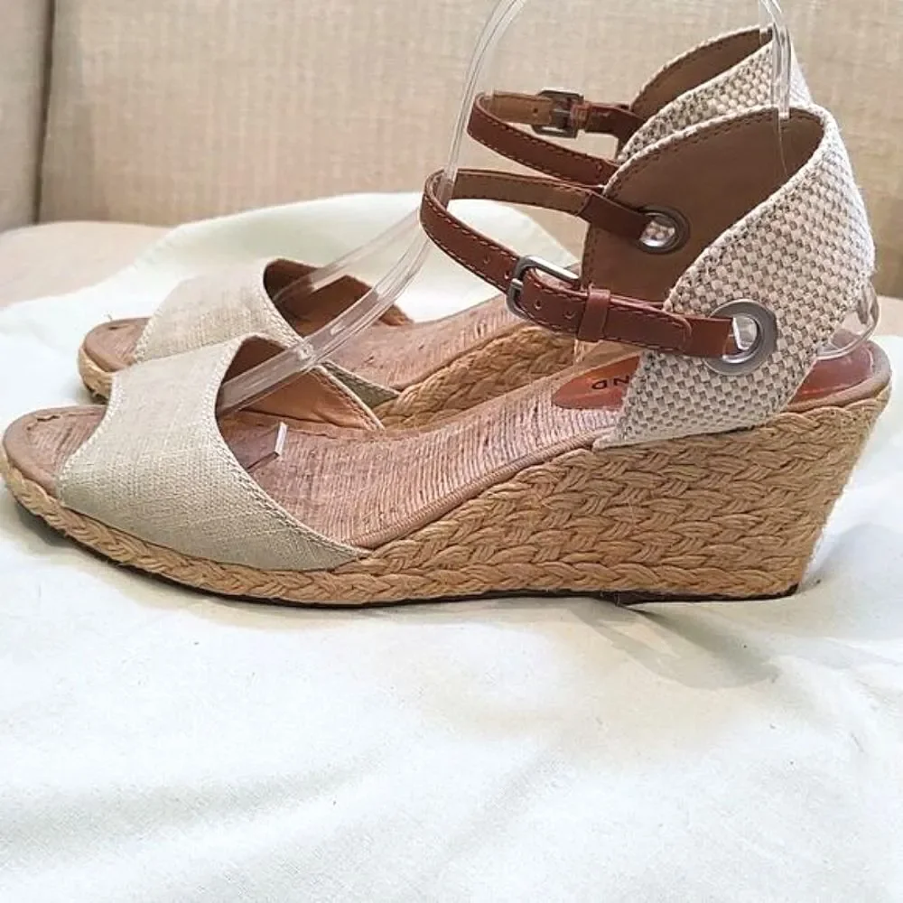 Lucky Brand Kyndra Open Toe Jute Espadrille Wedge Sandals Size 9.5M